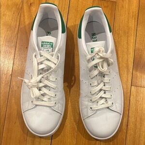 Adidas Classic White Sneakers with Green Accents